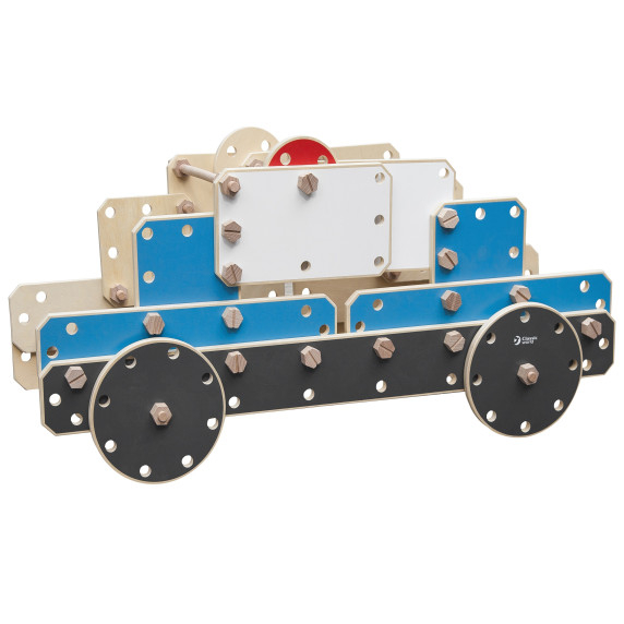 CLASSIC WORLD EDU Huge Wooden Construction Blocks Set Police Vehicles 89 pcs.