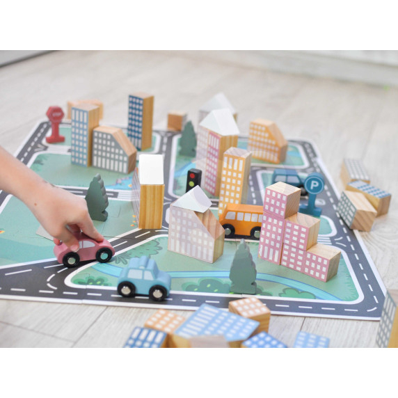 VIGA PolarB Wooden Model with City Blocks 56 pcs.