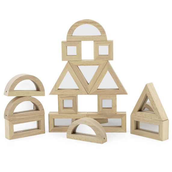 VIGA Wooden Mirror Blocks 16-piece puzzle