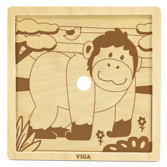 VIGA Handy Wooden Gorilla Puzzle 9 pieces