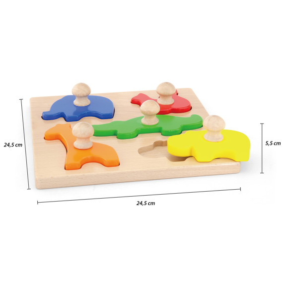 VIGA Wooden Puzzle with Pins Animals