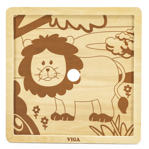 VIGA Handy Wooden Lion Puzzle 9 pieces