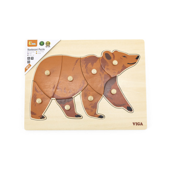 VIGA Wooden Montessori Puzzle Bear with Pins