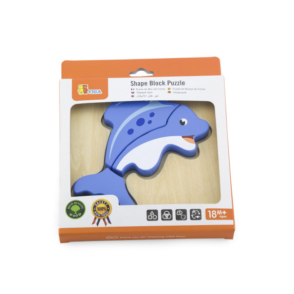 VIGA Baby's First Wooden Puzzle Dolphin
