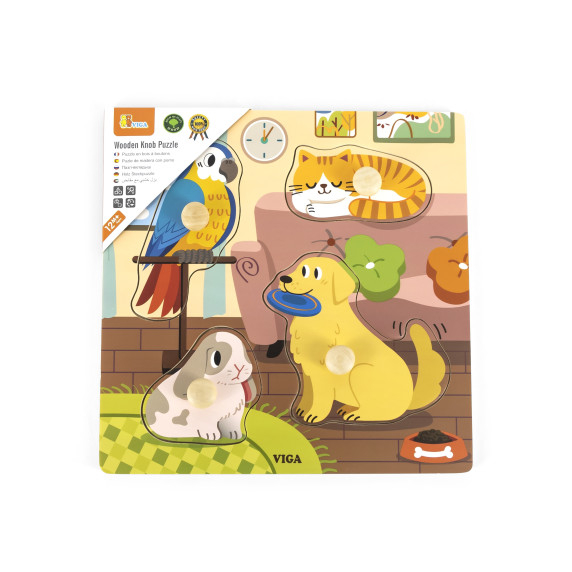 VIGA Wooden Puzzle with Pins Pets