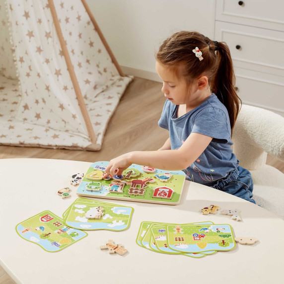 VIGA Wooden Lace-Up Intertwining Montessori Farm Animals
