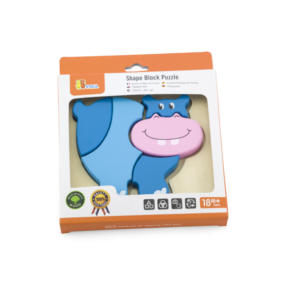 VIGA Baby's First Wooden Puzzle Hippopotamus