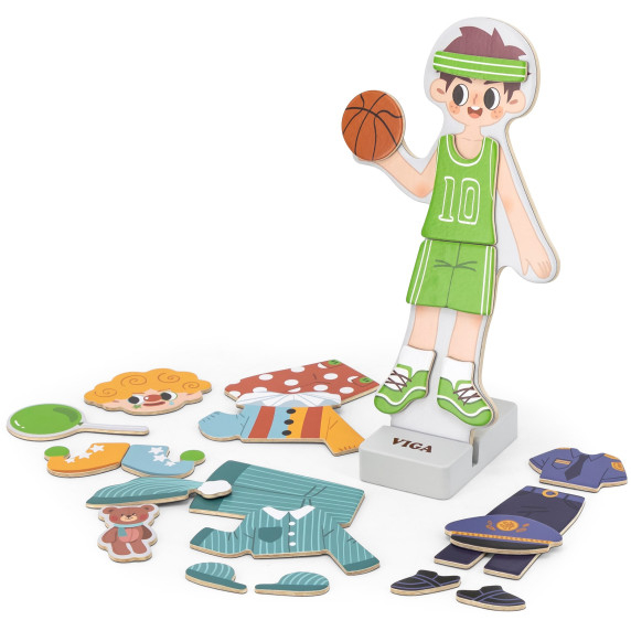 VIGA Wooden Magnetic Educational Dress Up Puzzle