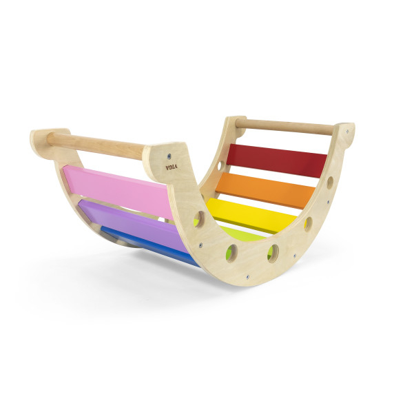VIGA Wooden Rocker Bridge 2 in 1 Montessori Rainbow Swing