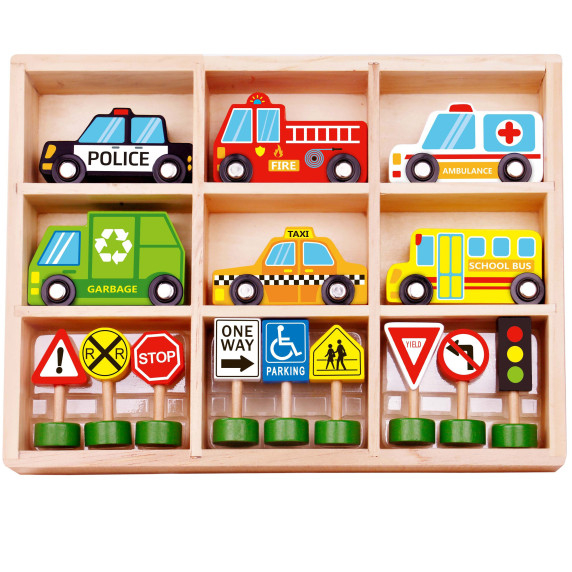 TOOKY TOY Road Highway Puzzle + Vehicles Cars Road Signs