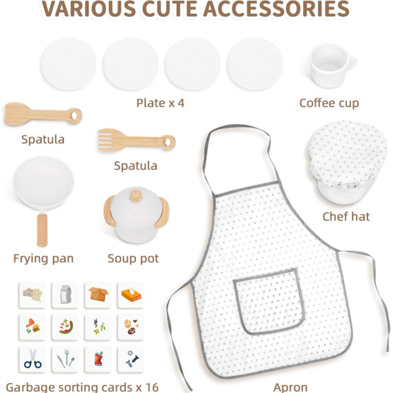 TOOKY TOY Wooden Kitchen 9 in 1 Household Appliances Accessories Map