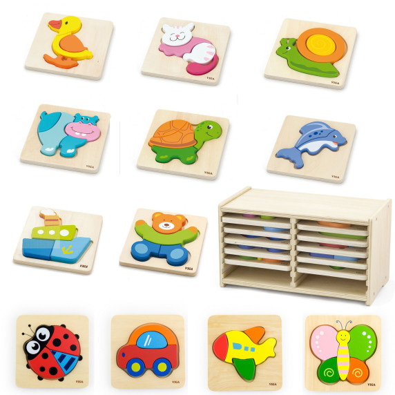 Viga Toys Wooden Puzzle 12 Boards