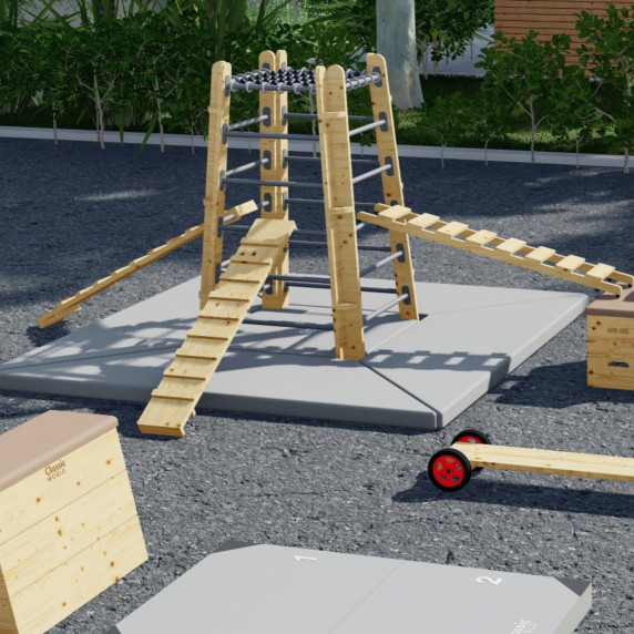 CLASSIC WORLD EDU Wooden Climbing Tower with Safety Mats Set