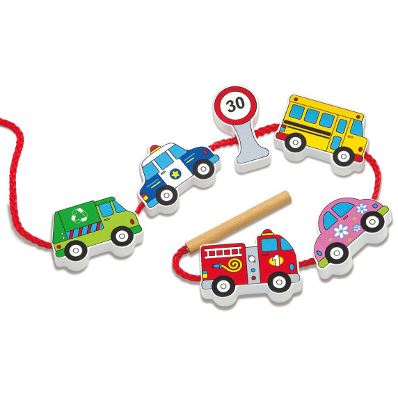 Viga Wooden Intertwining Threading Lace-Up Montessori Cars