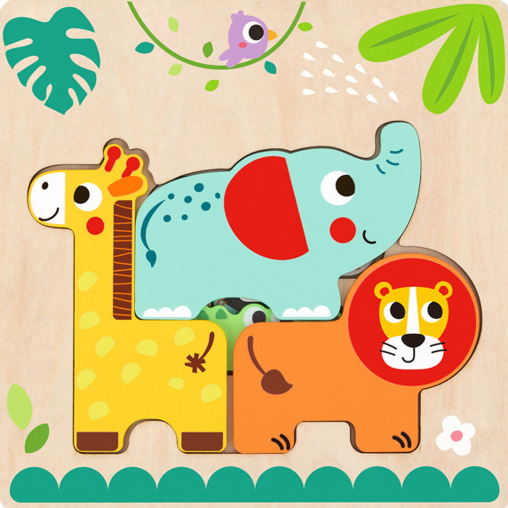 TOOKY TPY Wooden Montessori Puzzle Multilayer Board Forest Animals 7 pcs.