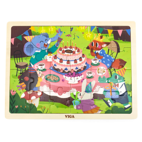 VIGA Wooden Puzzle 24 Piece Birthday Party Puzzle
