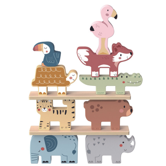 TOOKY TOY Wooden Blocks Puzzle Animals Montessori 9 pcs.
