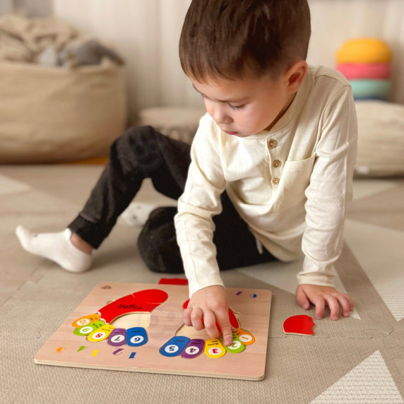 TOOKY TOY Educational Wooden Foot Puzzle Learning Counting and Colors