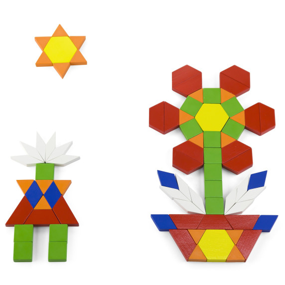VIGA Wooden Flat Blocks in a Bucket 250 Montessori Pieces