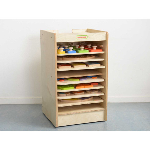 MASTERKIDZ Cabinet for storing educational boards and games 10 pieces with wheels