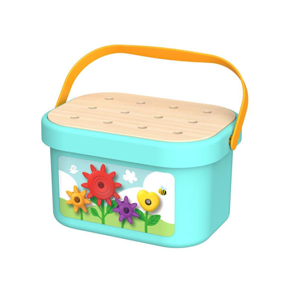 TOOKY TOY Montessori Puzzle Pegs in a Box Stacks Threading Game
