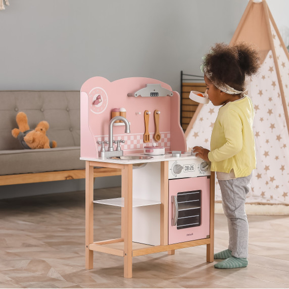 VIGA PolarB Wooden Kitchen with Accessories Silver - Pink