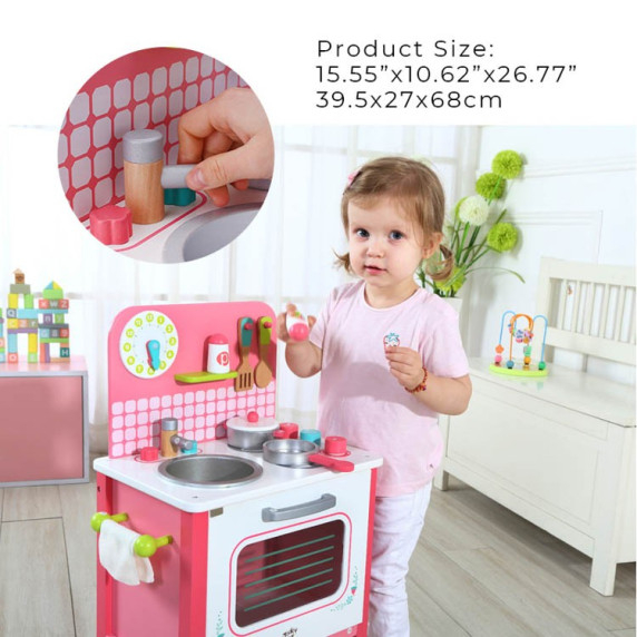 TOOKY TOY Wooden Children's Kitchen with Accessories