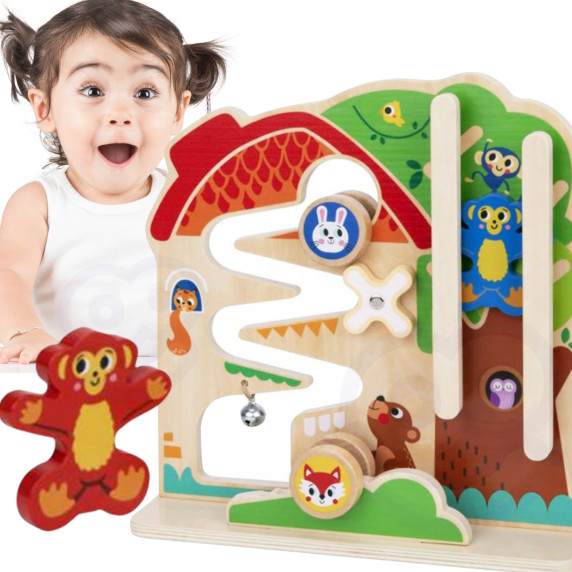 TOOKY TOY Wooden Montessori Manipulative Board Labyrinth