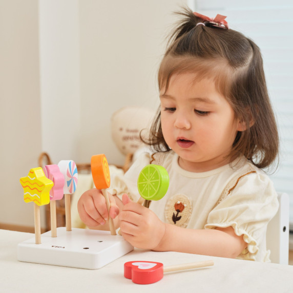 VIGA Wooden Lollipops Confectionery Shop Set of 6 for Children 18m+