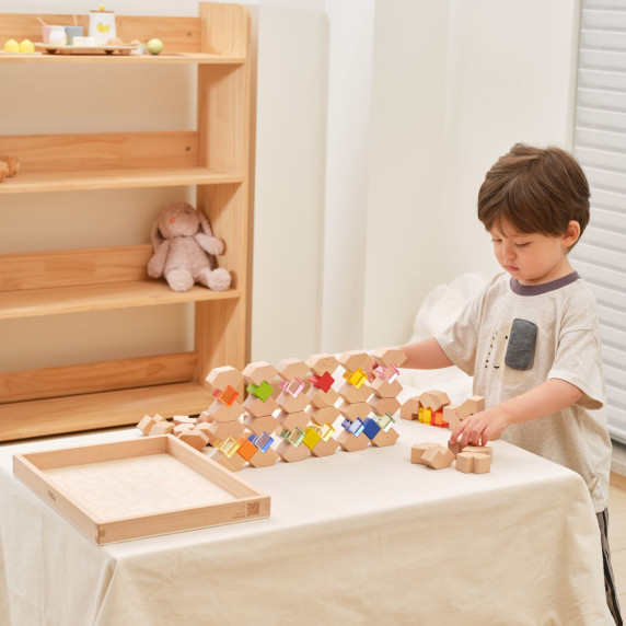VIGA Wooden Acrylic Light Blocks Construction 66 pcs 18m+