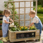 Classic World Edu Wooden Flower Stand on Wheels Garden Cart with Blackboard