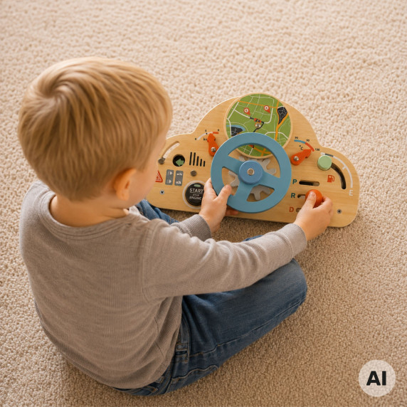 TOOKY TOY Wooden Educational Steering Wheel 3+
