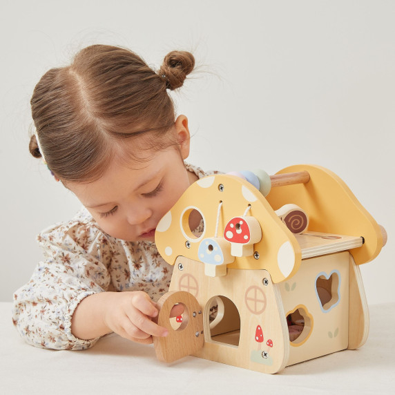 VIGA Wooden Mushroom Activity Sorter Maze Mirror 18M+