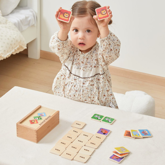 Viga Wooden Memory Game Memo Animals Educational Children 3+