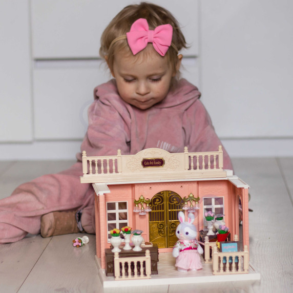 WOOPIE Dollhouse Rabbit Family Flower Shop + Figurine