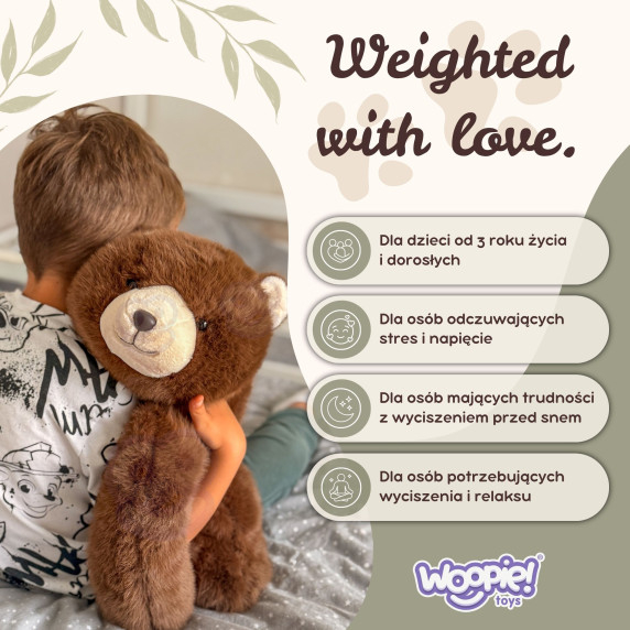 WOOPIE Weighted Plush Toy Teddy Bear Bruno Anti-Stress Sensory Heavy Bear Cuddly Toy 65cm 1500g