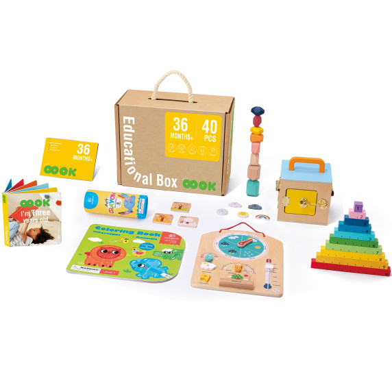 Tooky Toy Educational Montessori Box Puzzle Abacus Weather Board 6 in 1 for ages 3+