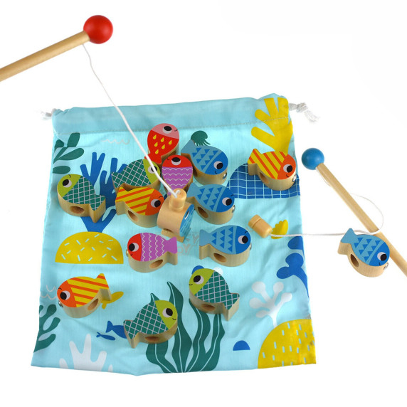 TOOKY TOY Wooden Whale and Fish Game Multifunctional 4 in 1