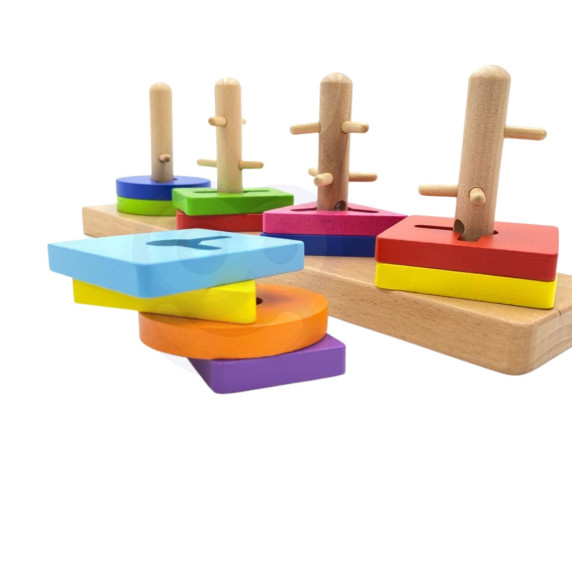 VIGA Wooden Montessori Shape Sorter Blocks