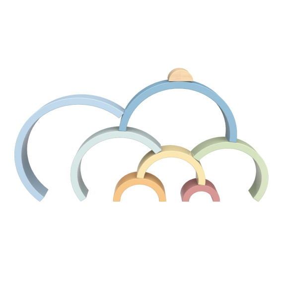 TOOKY TOY Pastel Puzzle Wooden Montessori Rainbow Blocks