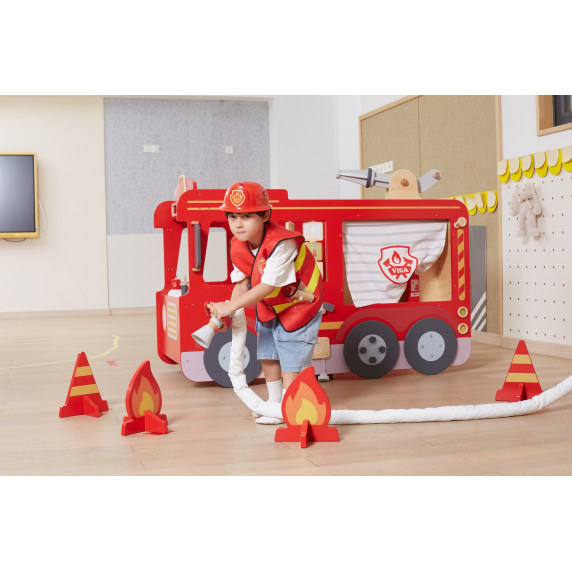 VIGA Large Wooden Fire Truck Montessori Playground