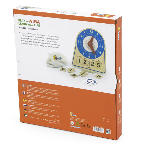 VIGA Wooden Clock Learning Time Clock Montessori
