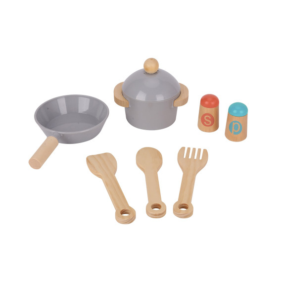 TOOKY TOY Large Wooden Kitchen for Children 10 pieces FSC