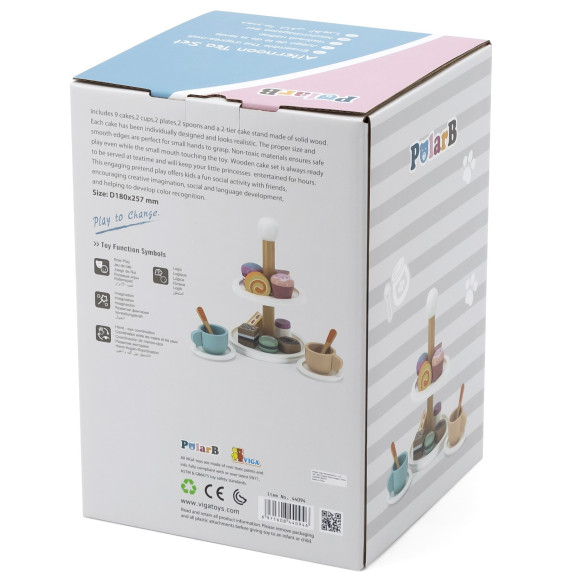 VIGA PolarB Wooden cake stand with cupcakes, cookies and coffee, set of 15