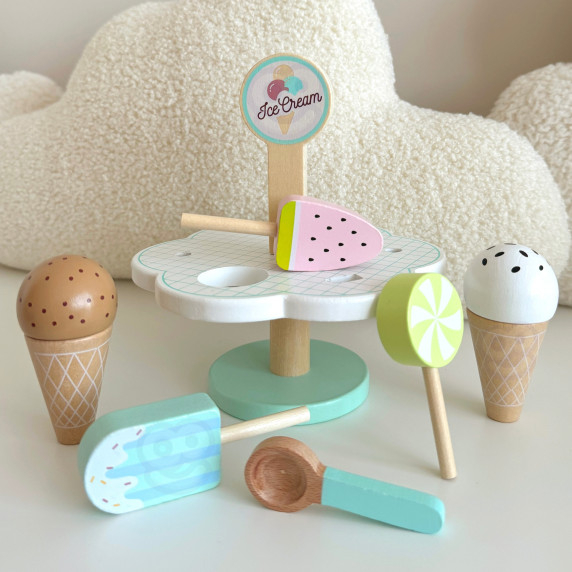 TOOKY TOY Wooden Magnetic Ice Cream on Stand