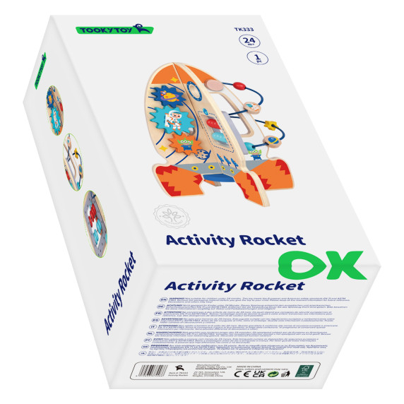 Tooky Toy Large Wooden Educational Toy Multifunctional Rocket