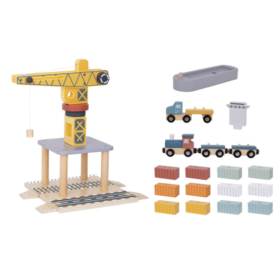 TOOKY TOY Wooden Harbor Crane Set