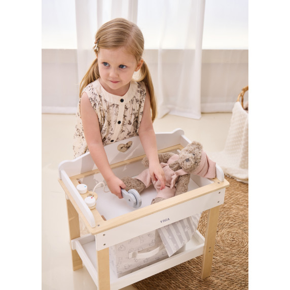 VIGA Wooden Changing Table 2 in 1 Bathtub for Dolls