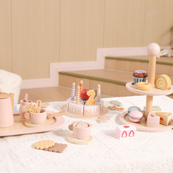 VIGA Wooden Cake Stand with Accessories