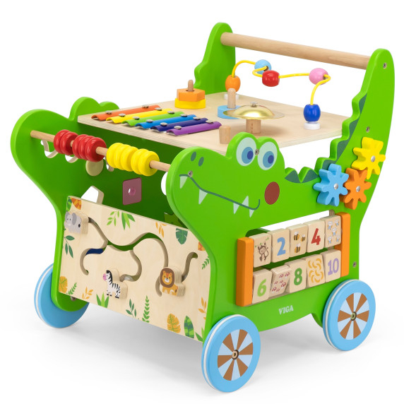 VIGA Wooden Educational Crocodile Pusher 12 in 1